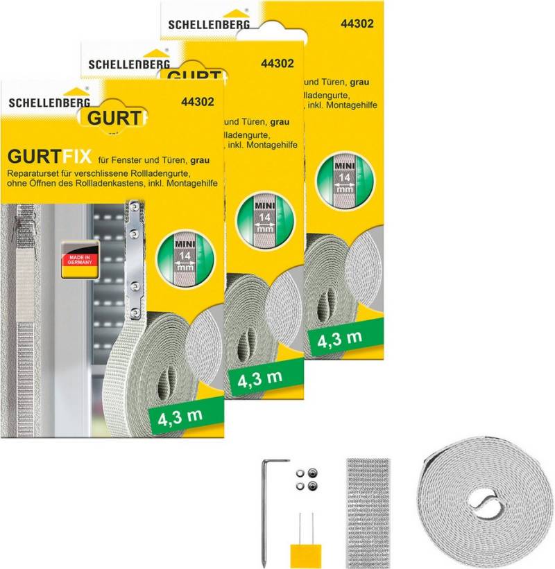 SCHELLENBERG Reparatur-Set Rollladen Gurtfix für das Rollladensystem Mini, Set, 3-St., für alte Gurtbänder in unterschiedlichen Farben, 14 mm x 4,3 m von SCHELLENBERG