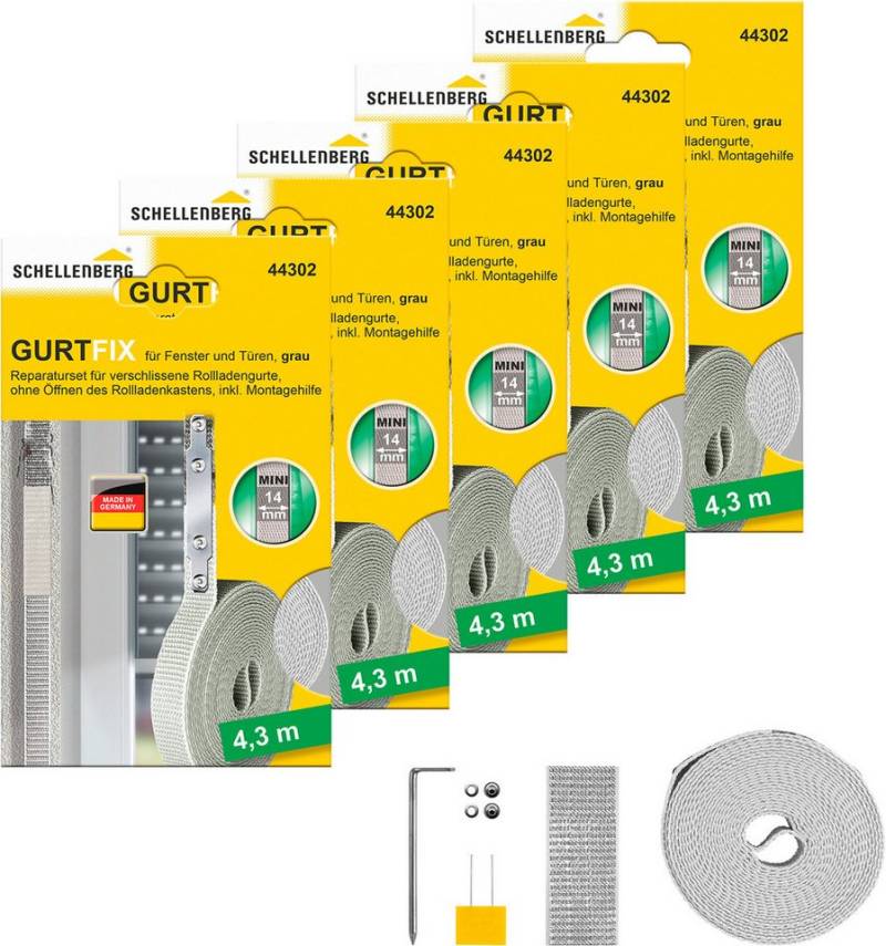 SCHELLENBERG Reparatur-Set Rollladen Gurtfix für das Rollladensystem Mini, Set, 5-St., für alte Gurtbänder in unterschiedlichen Farben, 14 mm x 4,3 m von SCHELLENBERG