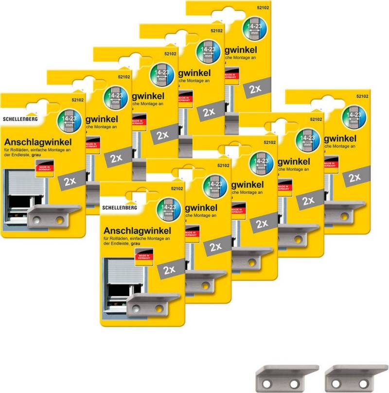 SCHELLENBERG Rollladen-Anschlagstopper Zubehör für Außenrollläden, 3,7 mm Länge, Set, 20-St., Rollladenstopper, 38 x 31 x 15 mm, grau von SCHELLENBERG