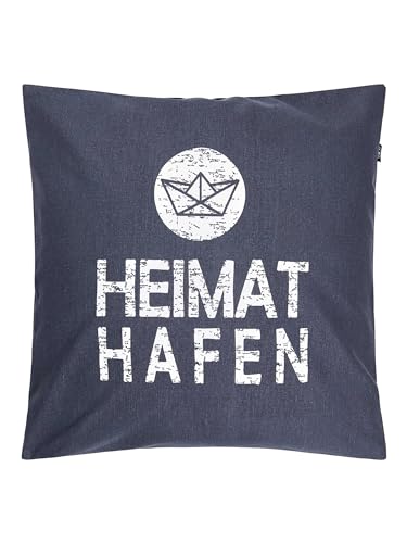 SCHIETWETTER Kissenbezug Heimathafen 50x50cm, Kissenhülle, Zierkissen, Dekokissen, maritim Navy OS von SCHIETWETTER