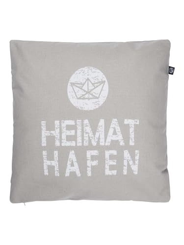 SCHIETWETTER Kissenbezug Heimathafen 50x50cm, Kissenhülle, Zierkissen, Dekokissen, maritim Stein OS von SCHIETWETTER