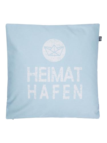 SCHIETWETTER Kissenbezug Heimathafen 50x50cm, Kissenhülle, Zierkissen, Dekokissen, maritim hellblau OS von SCHIETWETTER