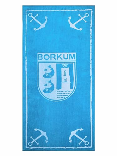 SCHIETWETTER Unisex Strandhandtuch Borkumer Wappen 180x88cm, XXL Handtuch, Badetuch, Frottee, 100% Baumwolle, schnelltrocknend azuro/White OS SCHIETWETTER Unisex Strandhandtuch Borkumer Wappen 180x88cm, XXL Handtuch, Badetuch, Frottee, 100% Baumwolle, schnelltrocknend azuro/White OS von SCHIETWETTER