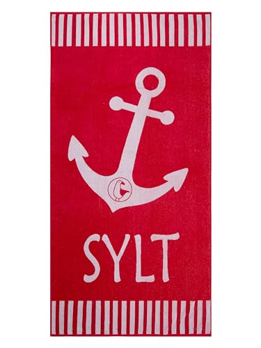 SCHIETWETTER Unisex Strandhandtuch Sylt 180x88cm, XXL Handtuch, Badetuch, Frottee, Baumwollgemisch, schnelltrocknend rot-White OS SCHIETWETTER Unisex Strandhandtuch Sylt 180x88cm, XXL Handtuch, Badetuch, Frottee, Baumwollgemisch, schnelltrocknend rot-White OS von SCHIETWETTER