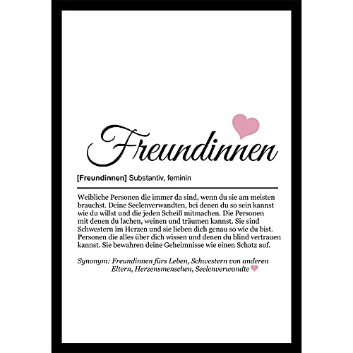 SCHILDER HIMMEL Freundschaft Spruch Poster | Freundinnen | Wandbilder Wohnzimmer | Geburtstag | Wanddeko Deko Dekortion | Liebe Herz Geschenk | Liebe Herz | Geschenk für die Liebsten von SCHILDER HIMMEL