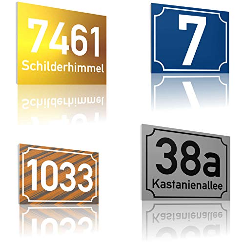 SCHILDER HIMMEL 3mm starke Aluminium Verbund Hausnummer Schilder nichtrostend und wetterfest | Straßen Namen Schild, Adressschild, hier Größe 21 x 15cm in vielen verschiedenen Designs erhältlich von SCHILDER HIMMEL