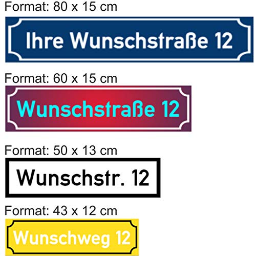 SCHILDER HIMMEL 2mm starke Metall Straßen Namen Schilder, Straßenummern/Straßennamen Schild, wetterfest, nichtrostend, Adressschild, Hausnummer Schild, hier Größe 50 x 13 cm von SCHILDER HIMMEL