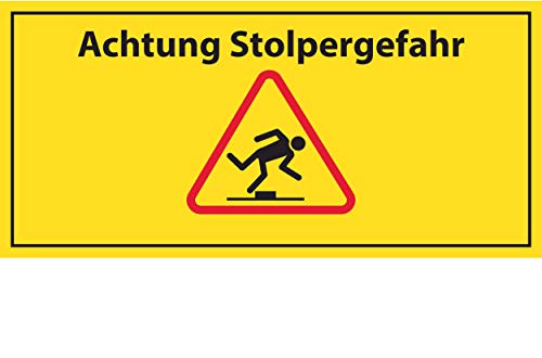 SCHILDER HIMMEL Achtung Stolpergefahr Schild Kunststoff, Nr 526 Größe 30 x 14cm, 2mm stark von SCHILDER HIMMEL