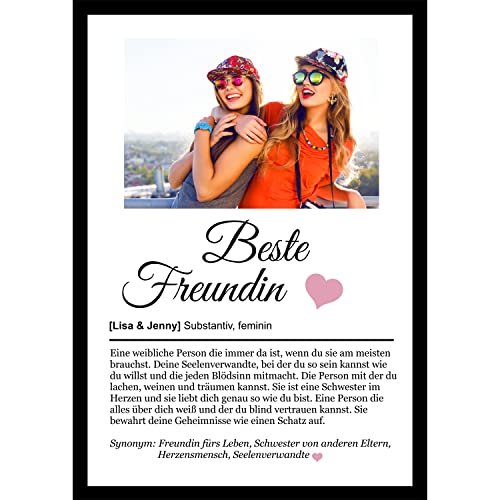 SCHILDER HIMMEL Freundschaft Holz-Poster mit Wunschbild/Name | Beste Freundin Geschenk | Wandbilder | Geburtstag | Wanddeko Dekortion von SCHILDER HIMMEL