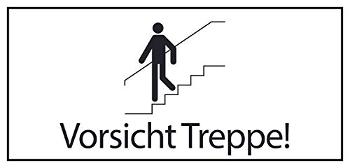 SCHILDER HIMMEL Vorsicht Treppe Schild 300mm x 145mm x 2mm Kunststoff, Nr 522 in verschiedenen Größen (A0 bis A5) und Materialien von SCHILDER HIMMEL