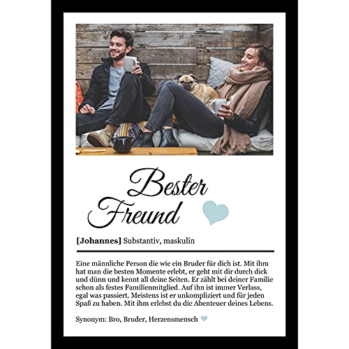 SCHILDER HIMMEL Freundschaft Holz-Poster mit Wunschbild/Name | Bester Freund Geschenk | Wandbilder | Geburtstag | Wanddeko Dekortion | Liebe Herz | Geschenk für die Liebsten von SCHILDER HIMMEL