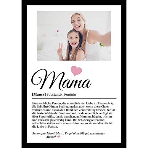 SCHILDER HIMMEL Mama Poster aus Holz mit Wunschbild/Name | Mama Geschenk | Wandbilder Wohnzimmer | Geburtstag | Wanddeko Deko Dekortion | Liebe Herz | Geschenk für die Liebsten von SCHILDER HIMMEL