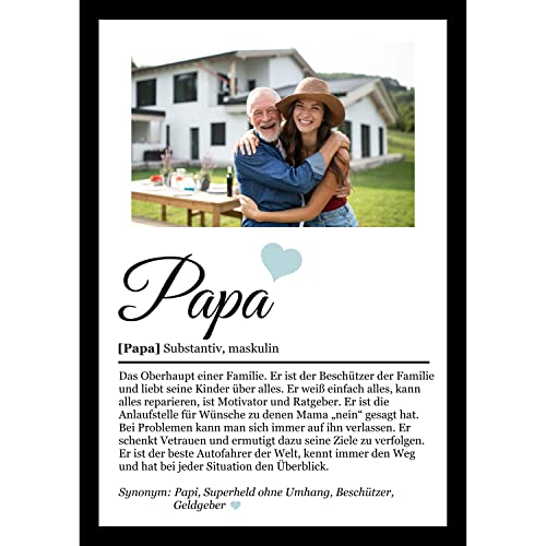 SCHILDER HIMMEL Papa Poster aus Holz mit Wunschbild/Name | Papa Geschenk | Wandbilder Wohnzimmer | Geburtstag | Wanddeko Deko Dekortion | Liebe Herz | Geschenk für die Liebsten von SCHILDER HIMMEL