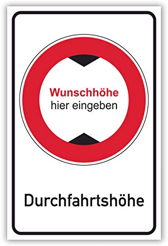 SCHILDER HIMMEL anpassbares Durchfahrtshöhe Schild A2 Kunststoff mit Klebestreifen, Nr 698 eigener Text/Bild verschiedene Größen/Materialien SCHILDER HIMMEL anpassbares Durchfahrtshöhe Schild A2 Kunststoff mit Klebestreifen, Nr 698 eigener Text/Bild verschiedene Größen/Materialien von SCHILDER HIMMEL