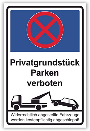 SCHILDER HIMMEL anpassbares Parken verboten Schild 29x21cm Alu-Verbund mit Klebestreifen, Privatgrundstück Nr 54 eigener Text/Bild verschiedene Größen/Materialien von SCHILDER HIMMEL
