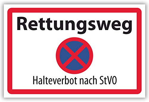 SCHILDER HIMMEL anpassbares Rettungsweg Parken verboten Schild 59x42cm aus Alu-Verbund, Nr 60p eigener Text/Bild verschiedene Größen/Materialien von SCHILDER HIMMEL