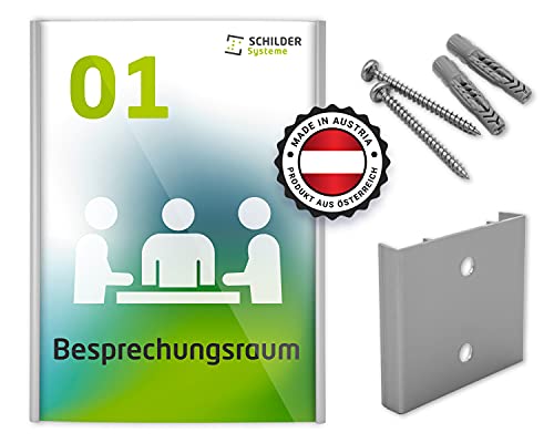 SCHILDER Systeme 10 Stk. CIS.clic Büroschild DIN A6 | Schild eloxiert | 110 x 148,5mm | 1,5mm klare Acrylscheibe | Montage mit Montageplatte | rascher Textwechsel | Türschild inkl. Montagematerial von SCHILDER Systeme