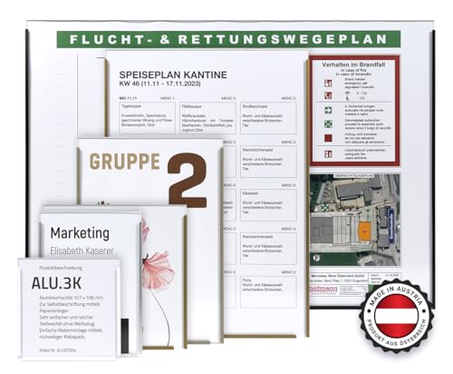 SCHILDER Systeme - ALU.3K Türschilder/Büroschilder in 5 Farben - 5er Pack – A6 bis A3 - Einfache Selbstbeschriftung – Klebemontage (105 x 148 mm (DIN A6), Weiß) von SCHILDER Systeme