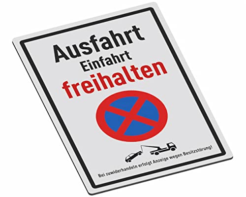 SCHILDER Systeme Hinweisschilder – Aus- /Einfahrt freihalten/Park.verb. – 3mm Aluminium-Dibond-Schild - 30x20 cm – Wasserfest und Witterungsbeständig für den Außenbereich – Rostfrei – Made in Austria von SCHILDER Systeme