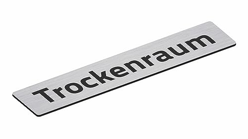 SCHILDER Systeme Hochwertige 2 mm Verbundplatte B1 Alu gebürstet - Abstellraum Schild - Format 220 x 45 mm - Ecken gerundet - UV-Direktdruck - Klebemontage inklusive (Aluminium gebürstet, Trockenraum) von SCHILDER Systeme