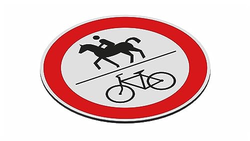 SCHILDER Systeme Verbotsschild Ø 400 mm - Verbundplatte 3 mm mit UV-Druck - MOTIV: Reiten/Radfahren verboten - Glänzender UV-Schutzlack von SCHILDER Systeme