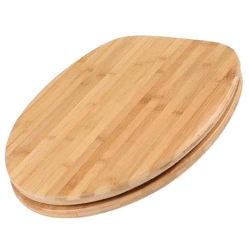 Schläfer | 4637154 - Universal Toilettendeckel Bambus, WC-Sitzbezug aus Holz, Verstellbare Scharniere aus Stahl Bambus, Toiletten Sitze Dunkel ovale Form von Schläfer