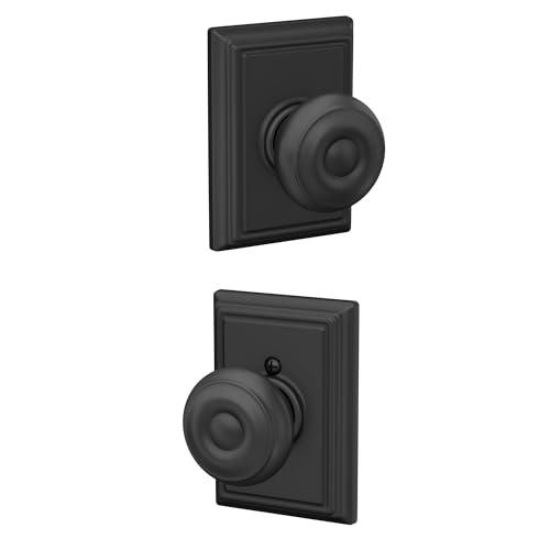 SCHLAGE F10 GEO 622 ADD Georgischer Türknauf mit Addison Trim Flur & Schrank Durchgangsgriff, Mattschwarz SCHLAGE F10 GEO 622 ADD Georgischer Türknauf mit Addison Trim Flur & Schrank Durchgangsgriff, Mattschwarz von SCHLAGE