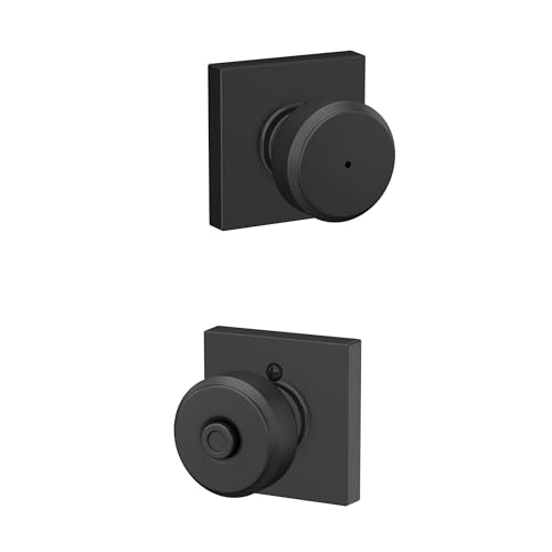 SCHLAGE F40 BWE 622 COL Bowery Knauf mit Collins Trim Bett & Bad Sichtschutz Türschloss, Mattschwarz von SCHLAGE