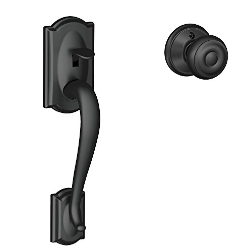 SCHLAGE FE285 CAM 622 GEO Camelot Trim Untere Hälfte Vordereingang Griffset mit georgischem Knauf, Mattschwarz von SCHLAGE