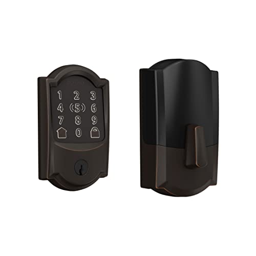Schlage BE499WB CAM 716 Encode Plus WiFi Deadbolt Smart Lock mit Apple Home Key, Keyless Entry Türschloss mit Camelot Zierleiste, Altbronze von SCHLAGE