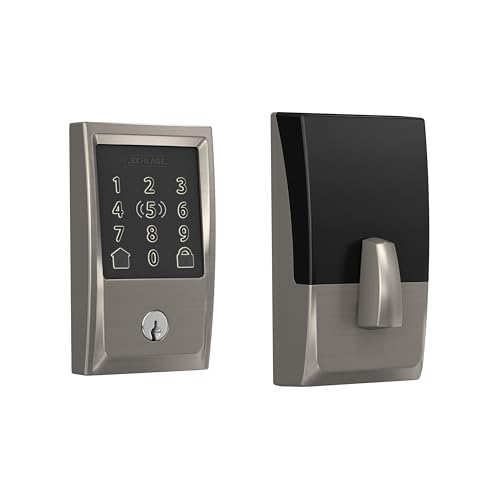 Schlage BE499WB CEN 619 Encode Plus WiFi Riegel Smart Lock mit Apple Home Schlüssel, schlüsselloses Türschloss mit Century Trim Satin Nickel von SCHLAGE