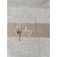 Holzhaus Mit Trockenblumen | Scandi Deko| Geschenk Zum Einzug von SCHLICHTuGRAVIEREND