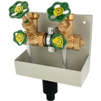 Schlösser Armaturen - schlösser Kompakt-Verteilerstation 2-Strang Verteiler - Zulauf 1 1/4 (5/4) Zoll - dn 32, mit Ablaufrinne von SCHLÖSSER ARMATUREN