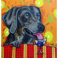 Weimaraner An Der Weinbar Dog Art Fliesen Untersetzer von SCHMETZPETZ