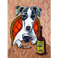 Whippet At The Wine Bar Hund Kunstdruck Auf Matt Oder Glänzend- Home Decor - Mehrere Größen Erhältlich von SCHMETZPETZ