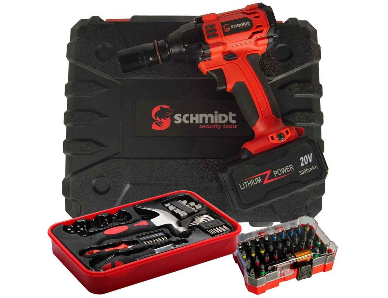 SCHMIDT security tools Akku-Schlagschrauber Akku-Schlagschrauber LED Impulsschrauber Werkzeug-Set von SCHMIDT security tools