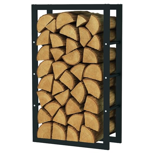 SCHMIDT security tools Kaminholzregal Metall Schwarz 60x25x100cm – Innen & Außen – Brennholzregal, Feuerholzregal, Holzstapelhilfe, Holzunterstand Kaminholzständer, Holzlager, wetterfest & stabil von SCHMIDT security tools