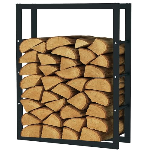 SCHMIDT security tools Kaminholzregal Metall Schwarz 80x25x100cm – Innen & Außen – Brennholzregal, Feuerholzregal, Holzstapelhilfe, Holzunterstand, Kaminholzständer, Holzlager, wetterfest & stabil von SCHMIDT security tools