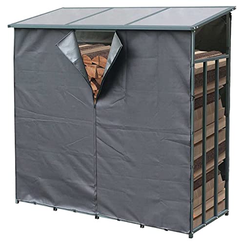 SCHMIDT security tools Schutzhülle 130x70x185cm Kaminholzregal Brennholzregal Abdeckplane Polyester Wetterschutz Front Rückwand von SCHMIDT security tools