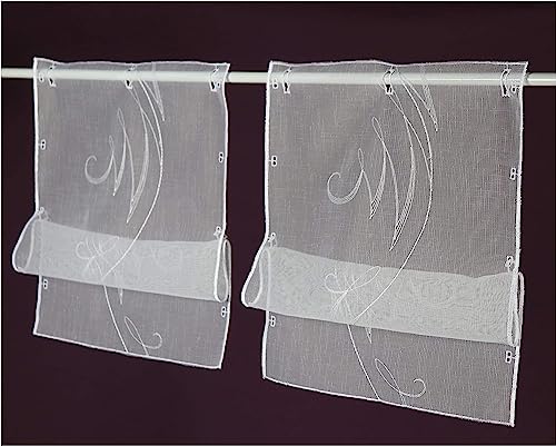 SCHMIDTGARD STOFFE Raffrollo Raffgardine Scheibengardine 2er Pack Panneaux Bistrogardine 2 x 48 x 30 cm (HxB) weiß von SCHMIDTGARD STOFFE