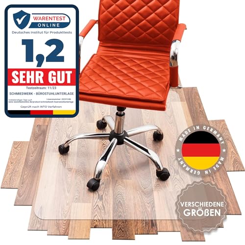 SCHMIEDWERK Bürostuhl Unterlage versch. Größen - Bodenschutzmatte für Schreibtischstuhl Antirutsch in transparent milchweiß | Made in Germany (100x120cm) von SCHMIEDWERK