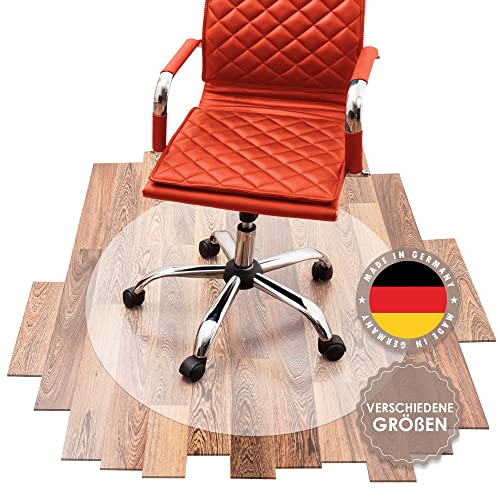 SCHMIEDWERK Bürostuhl Unterlage versch. Größen - Bodenschutzmatte für Schreibtischstuhl rutschfest in transparent milchweiß | Made in Germany (90cm rund) von SCHMIEDWERK