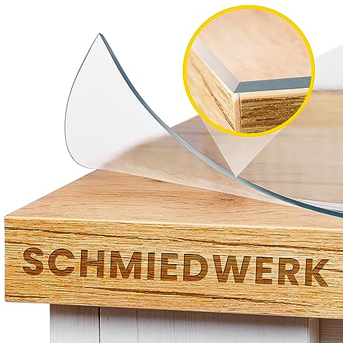 SCHMIEDWERK Tischschutz transparent nach Maß in 2mm mit Wohlfühlkante - glasklare Folie - Schutzfolie für Möbel - Tischfolie Made in Germany - Tischschutzmatte (100x285cm) von SCHMIEDWERK