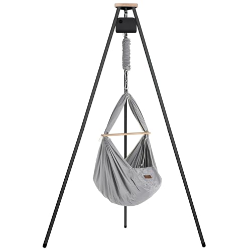 SCHMUSEWOLKE Federwiege Bio Grey mit Tipi Anthrazit und Anthrazit Motor - für Babys ab Geburt bis 15 kg - Federwiegen-Set mit Gestell und Motor - mit Kunstfasermatratze SCHMUSEWOLKE Federwiege Bio Grey mit Tipi Anthrazit und Anthrazit Motor - für Babys ab Geburt bis 15 kg - Federwiegen-Set mit Gestell und Motor - mit Kunstfasermatratze von SCHMUSEWOLKE Bestes für Babys