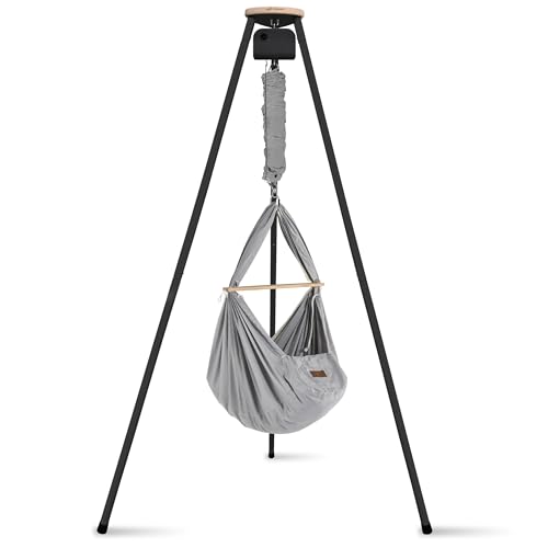 SCHMUSEWOLKE Federwiege Bio Grey mit Tipi Anthrazit und Anthrazit Motor - für Babys ab Geburt bis 15 kg - Federwiegen-Set mit Gestell und Motor - mit Schafwollmatratze SCHMUSEWOLKE Federwiege Bio Grey mit Tipi Anthrazit und Anthrazit Motor - für Babys ab Geburt bis 15 kg - Federwiegen-Set mit Gestell und Motor - mit Schafwollmatratze von SCHMUSEWOLKE Bestes für Babys