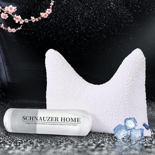 SCHNAUZER HOME Side Sleeper Pillow for Neck and Shoulder Pain - King Size Memory Foam Bed Pillows for Sleeping - Adjustable Curved Pillow with Removable Washable Pillowcase (White) von SCHNAUZER HOME