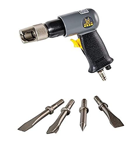 SCHNEIDER, leichter Meißelhammer mit 41 mm Hub, Luftregler, Gummigriff, im Kunststoffkoffer mit komplettem Satz Meißel, Flachmeißel, Blechtrenner, Schneider und Bolzenentferner von SCHNEIDER AIRSYSTEMS