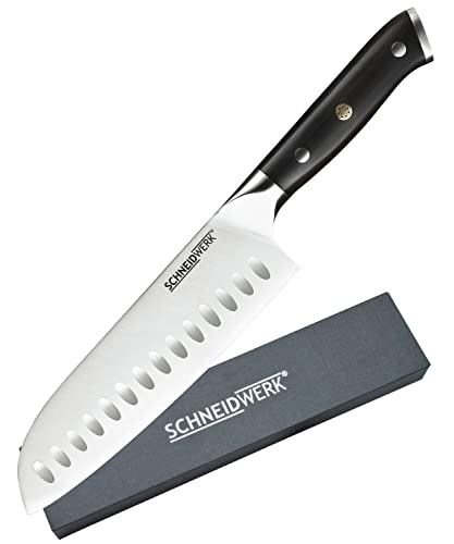 SCHNEIDWERK Santoku-Messer - 30,5cm langes Kochmesser, Edelstahl Küchenmesser extrem scharf & Rostfrei - in Geschenk-Box - hochwertiger Eben-Holz Griff von SCHNEIDWERK