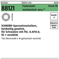 Sperrzahnscheibe R 88121 beidseitig gezahnt VS 14 x22 x1,5 Federstahl mechanisch verzinkt von SCHNORR