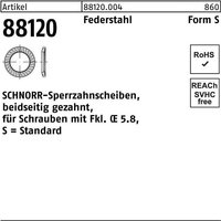 Sperrzahnscheibe R 88120 beidseitig gezahnt S 4 x7 x0,5 Federstahl von SCHNORR